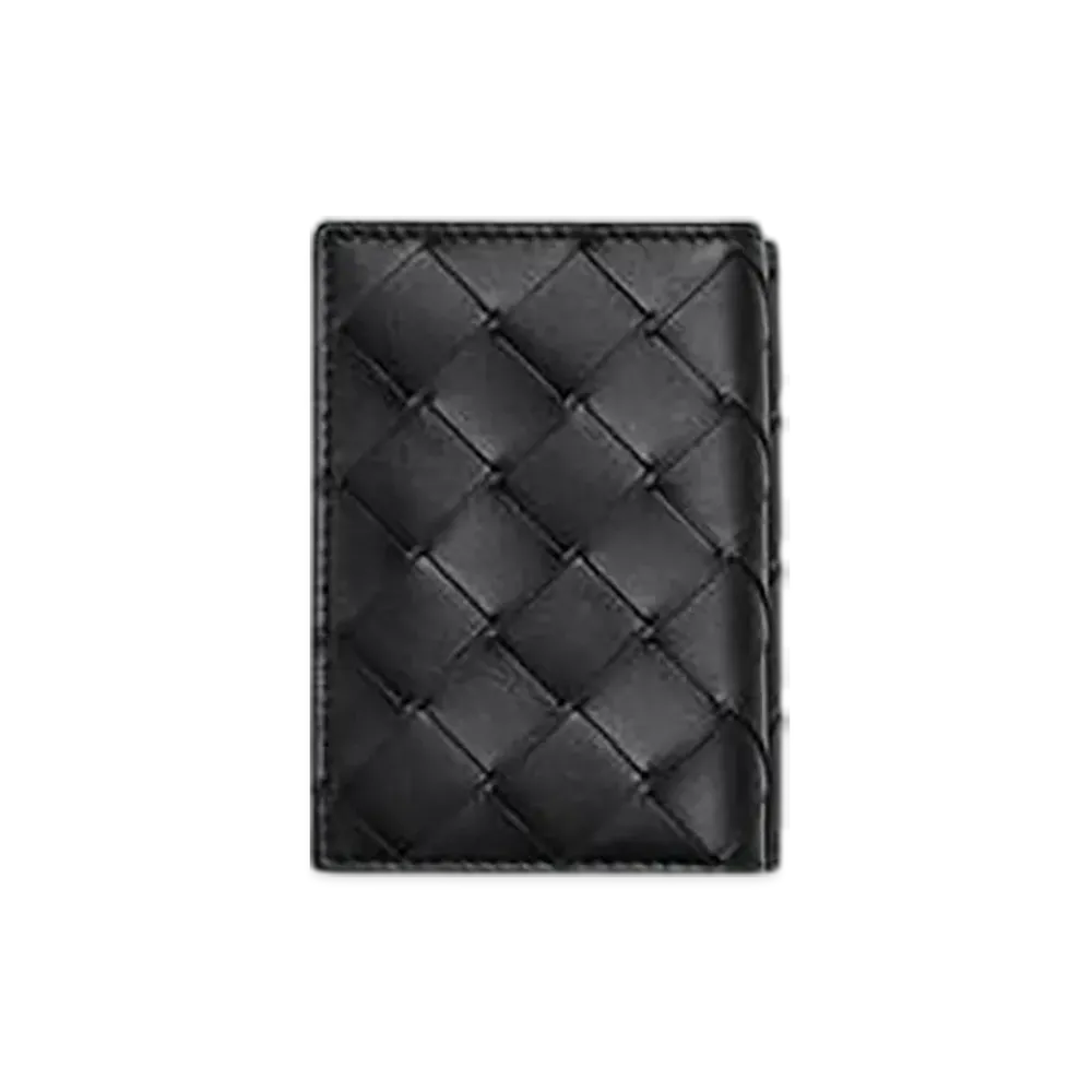 Bottega Veneta Intrecciato Tiny Tri-Fold Wallet "Nero"
