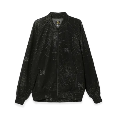 NEEDLES Rib Collar Track Jacket Pile Jacquard Spider Web "Black"