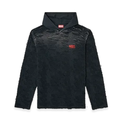 Diesel T-Crane-LS-Hood Hooded Long-Sleeve T-Shirt With Holes "Black"