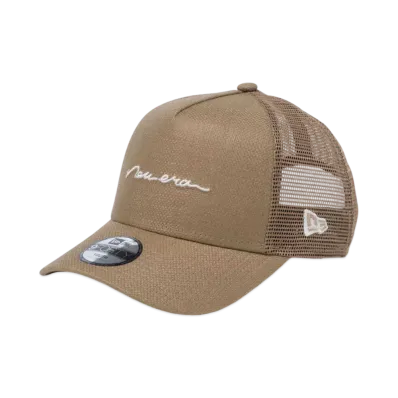 NEW ERA Youth 9Forty A-Frame Tracker Cotton Flax Handwritten Logo "Chino Beige"