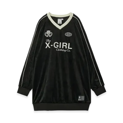 X-Girl Velour Game Shirt Dress "Black"