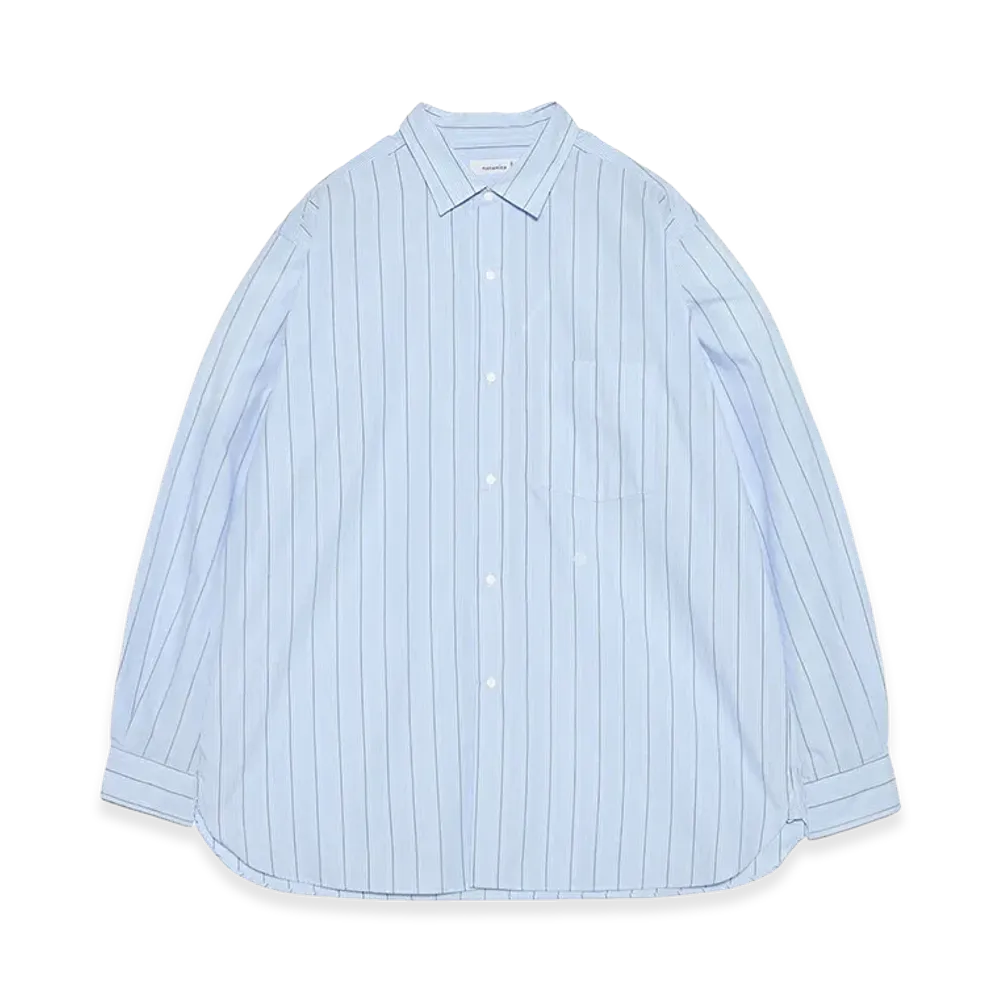 nanamica Regular Collar Stripe Wind Shirt "Sax"