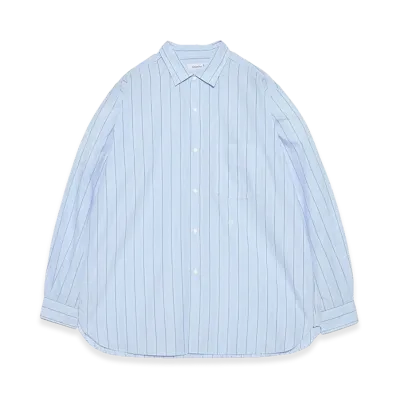 nanamica Regular Collar Stripe Wind Shirt "Sax"