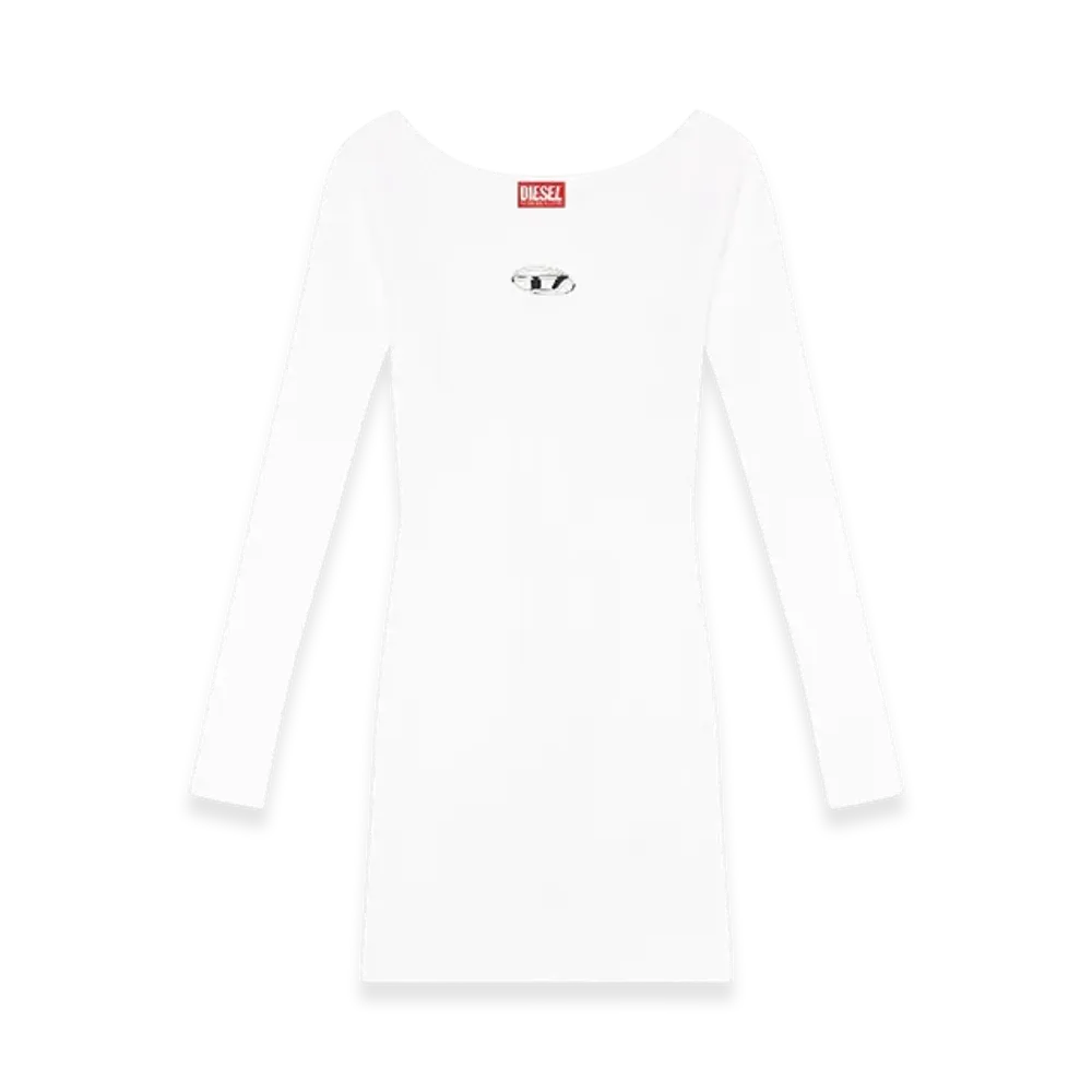 Diesel M-Vera Off-The-Shoulder Dress In Ribbed Knit "White"