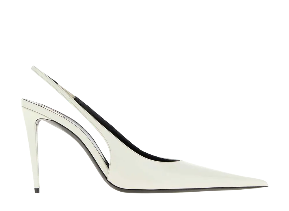 Saint Laurent Women's  Guermantes Slingback Pumps in Patent Leather "White"