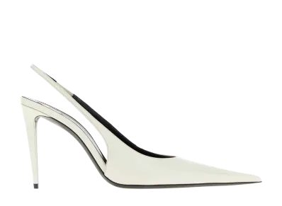 Saint Laurent Women's Guermantes Slingback Pumps in Patent Leather "White"
