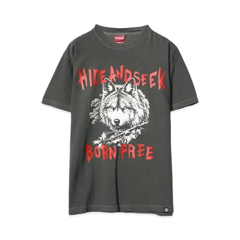 Hide and Seek Wolf S/S Tee (Front) "D-BLACK"