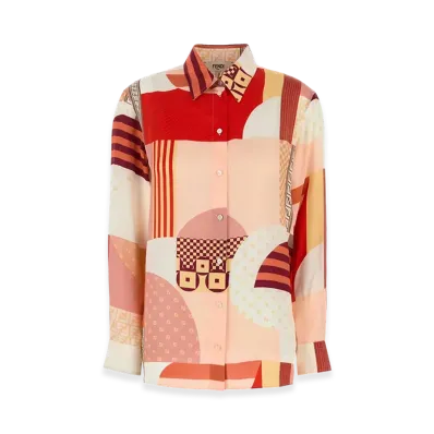 FENDI Women's Patchwork Print Silk Shirt "Multicolor"