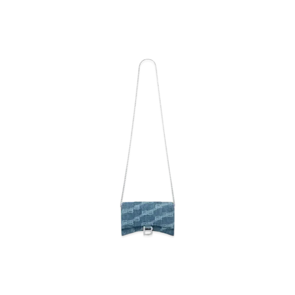 BALENCIAGA Hourglass Chain Mini Wallet "Blue"