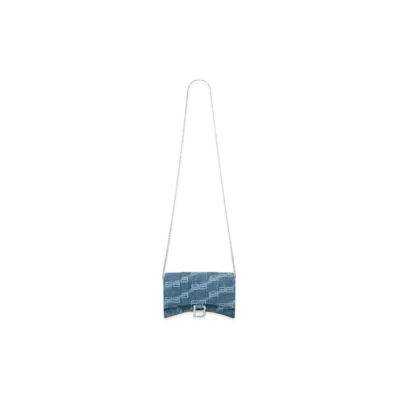 BALENCIAGA Hourglass Chain Mini Wallet "Blue"