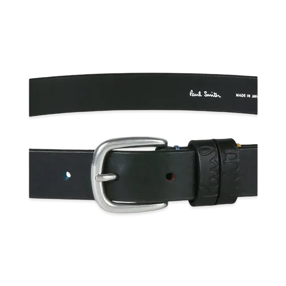 Paul Smith Color Stitch Embossed Logo Belt "Black"