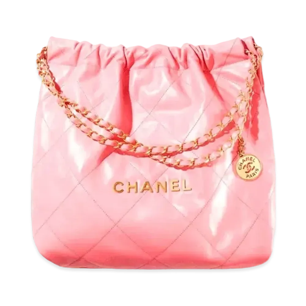 CHANEL 22 Hand Bag Shiny Calfskin "Coral Pink/Gold"