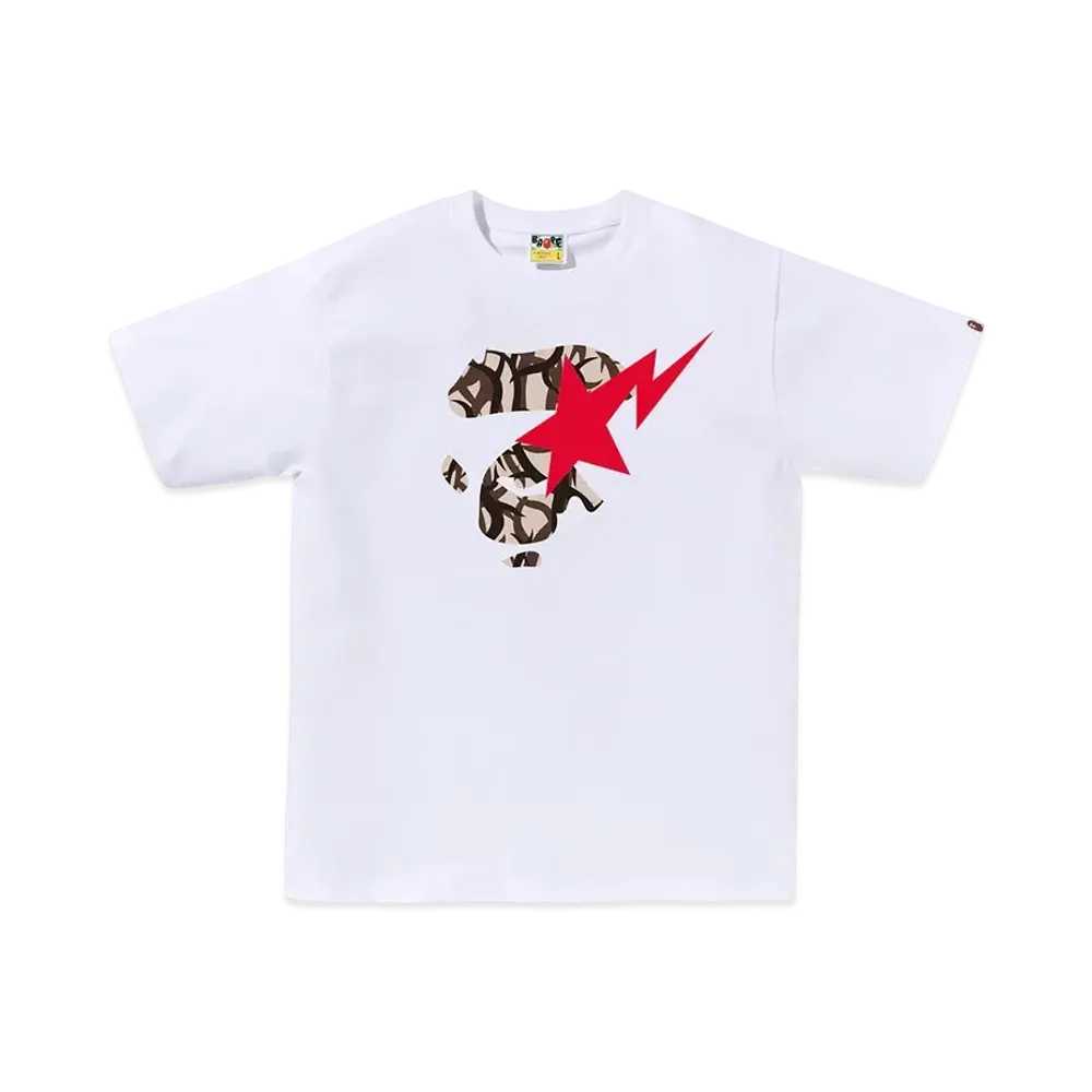 A BATHING APE Trial Camo Ape Face Sta Tee "White/Beige"