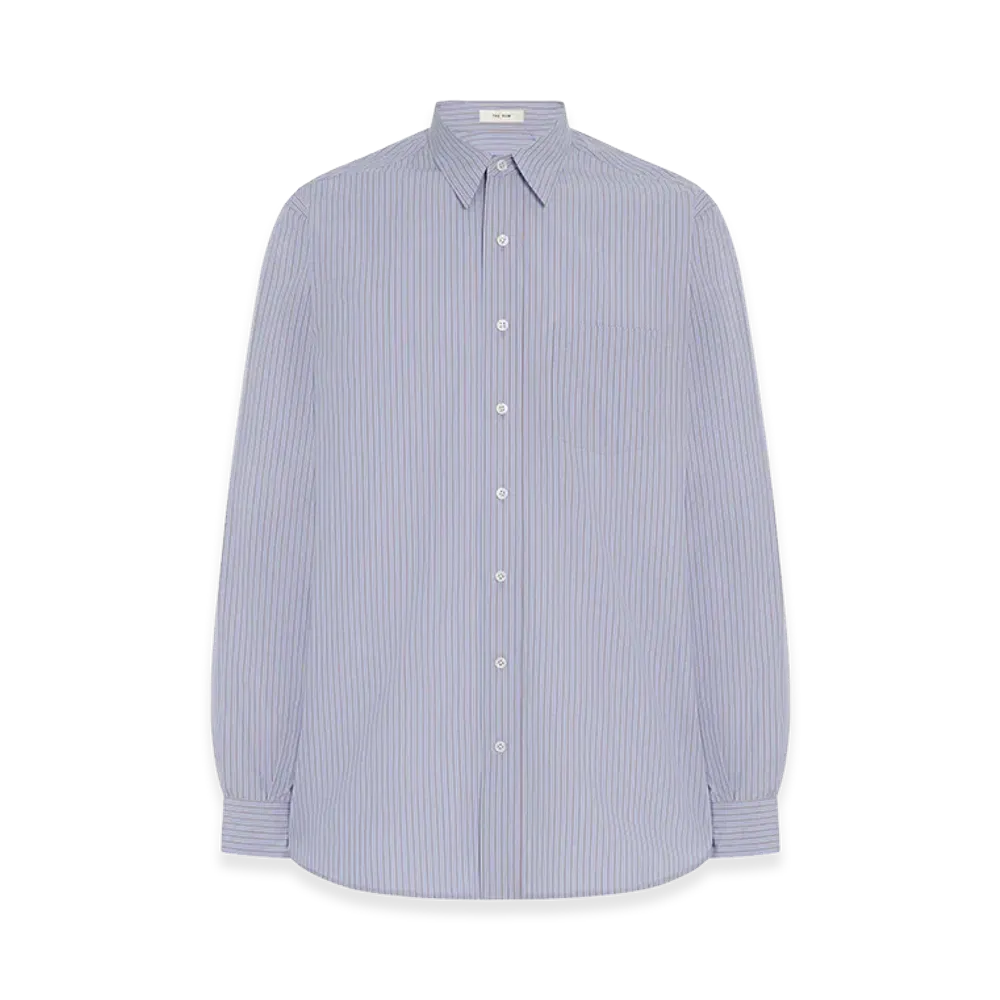 The Row Kardiff Cotton Shirt "Light Lavender/Brown"