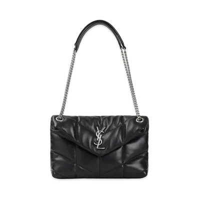 Saint Laurent Women's "Lou Lou Puffer" Small Shoulder Bag "Black"