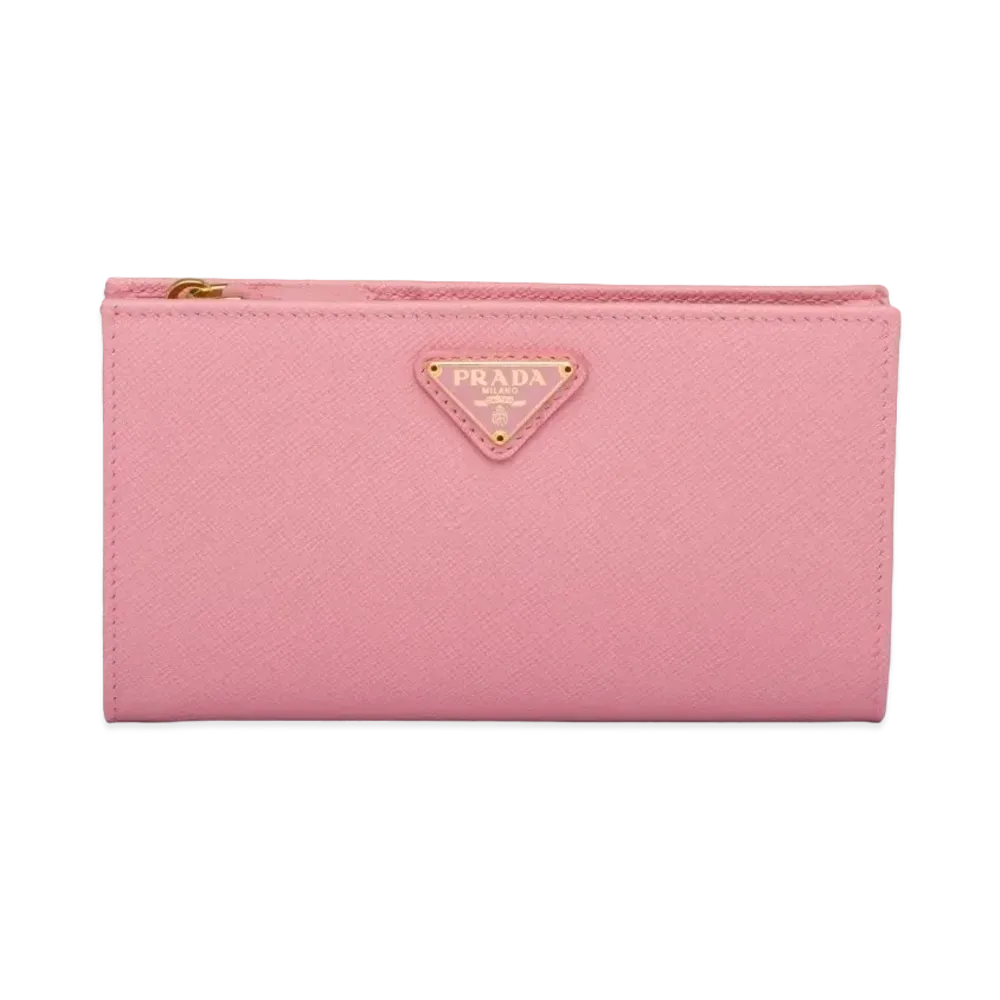 PRADA Large Saffiano Leather Wallet "Petal Pink"