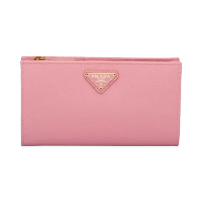 PRADA Large Saffiano Leather Wallet "Petal Pink"