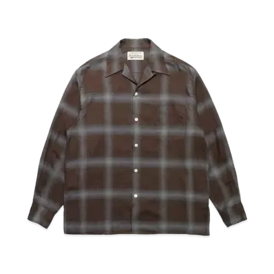 WACKO MARIA Check Open Collar Shirt "Brown"