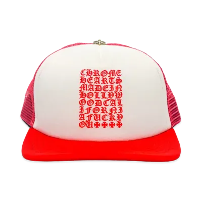 Chrome Hearts Trucker Cap King Taco CH Scroll "Red"