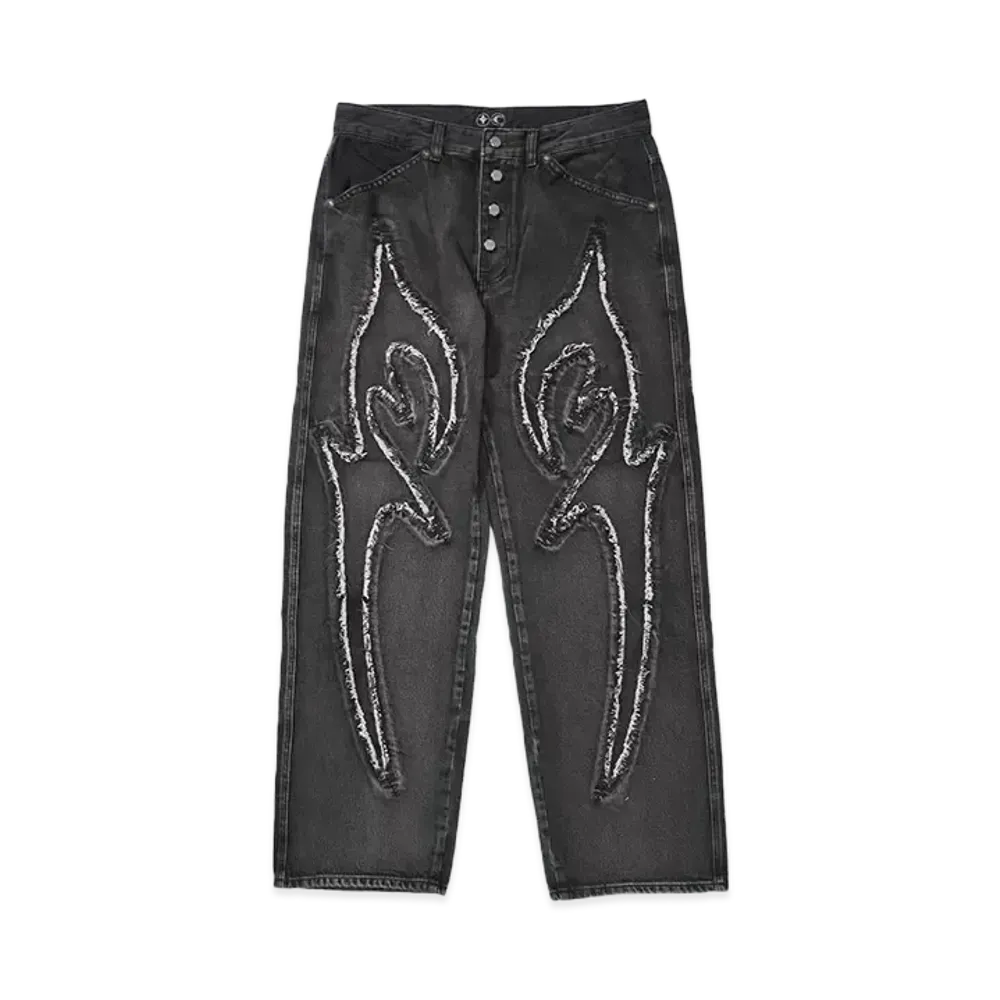 THUG CLUB Tribal Denim Pants "BLACK"
