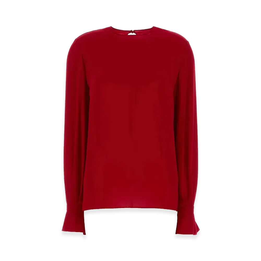 Valentino Women's Georgette Ruffled Blouse "Red"