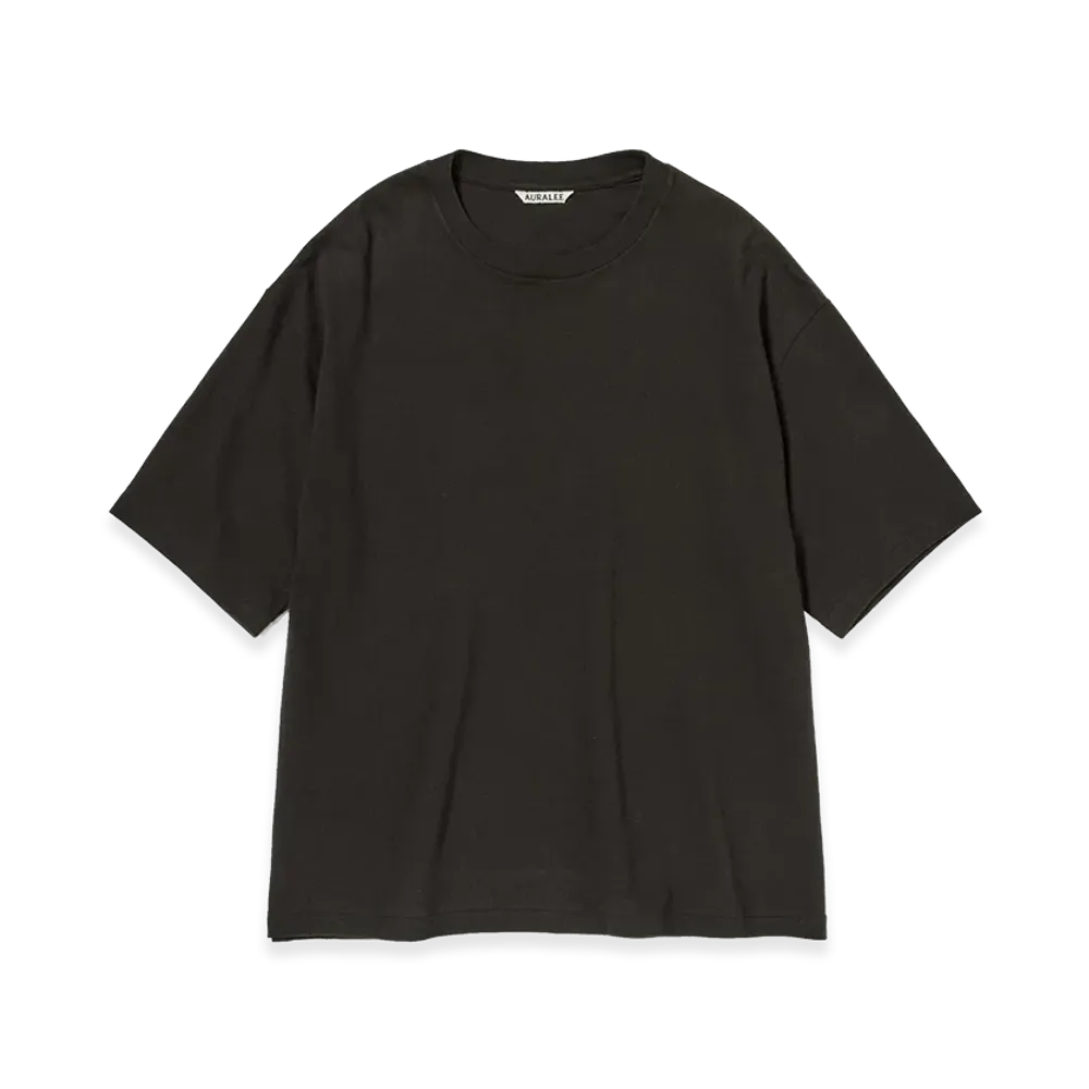 AURALEE Brushed Organic Cotton Jersey Tee "Ink Black"