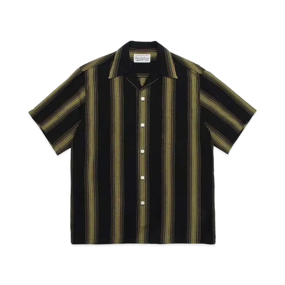 WACKO MARIA STRIPED OPEN COLLAR SHIRT "Black"
