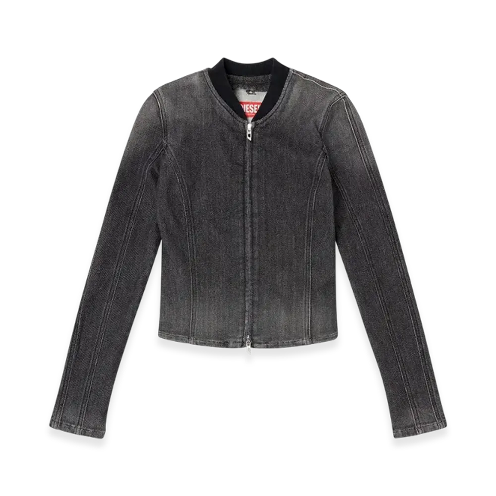 Diesel De-Gary-D Jogg Cropped Jacket In Monochrome Denim "Black"