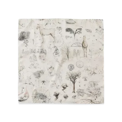 NICENESS Leo Da Vinci Printed Silk Scarf "Beige"