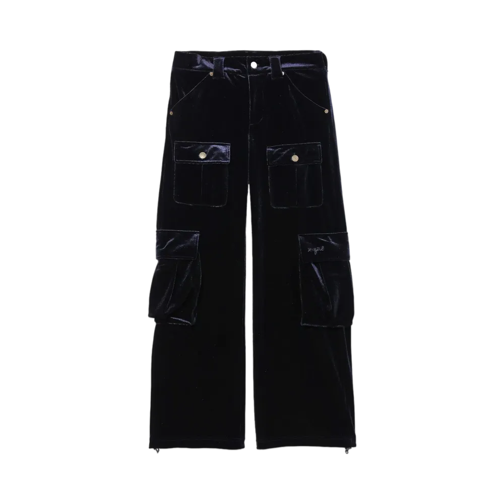 X-Girl Velour Cargo Pants "Navy"