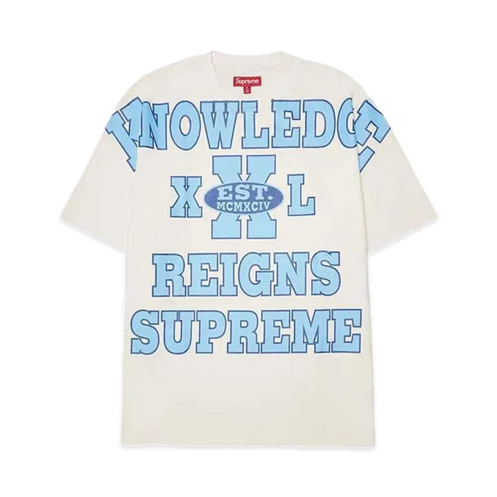 シュプリーム オーバープリント ナレッジ S/S トップ "クリーム"