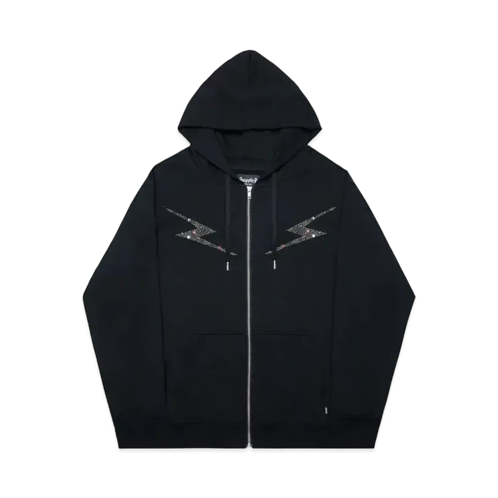 SUPPLIER Lightning Rhinestone Zip Hoodie "Black"