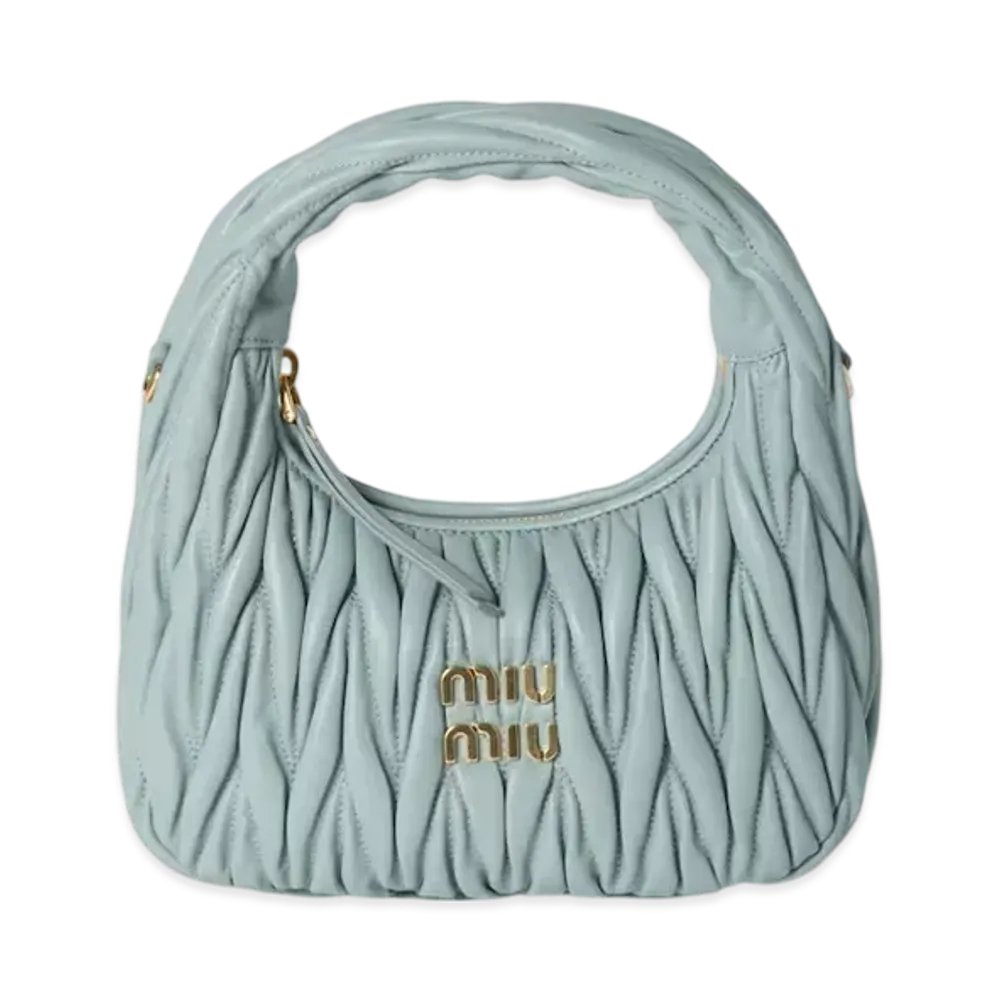 MIUMIU Wander Matelasse Nappa Leather Hobo Bag Small "Pale Green"