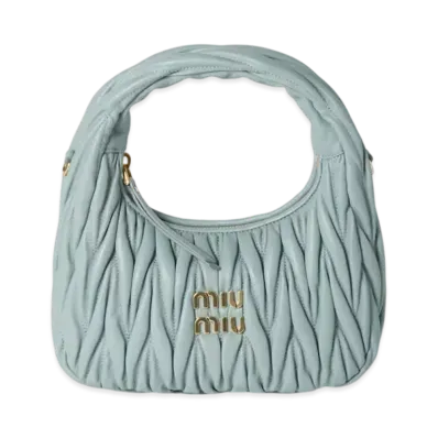 MIUMIU Wander Matelasse Nappa Leather Hobo Bag Small "Pale Green"