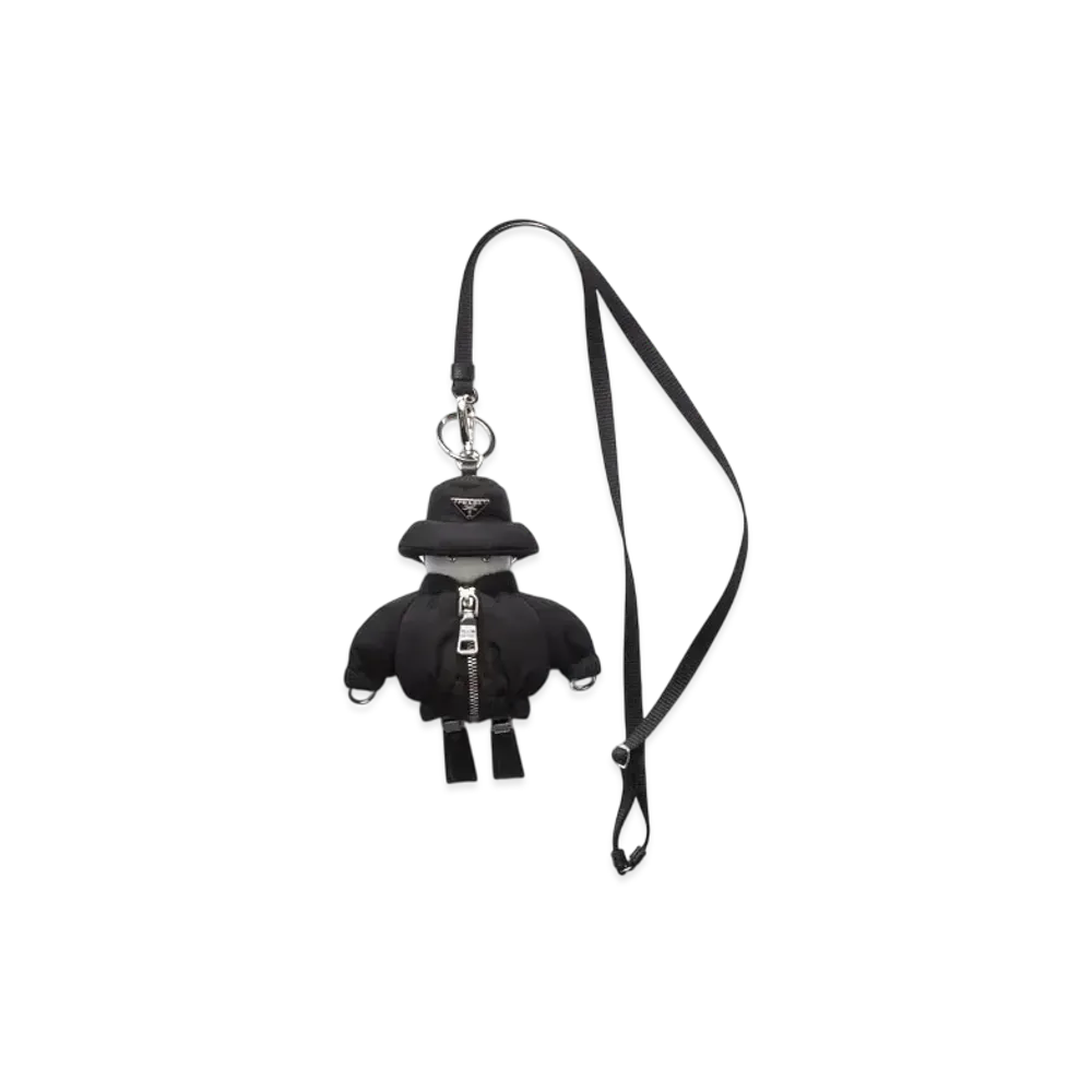 PRADA Soft Robot Re-Nylon Bag Charm with Shoulder Strap "Black"