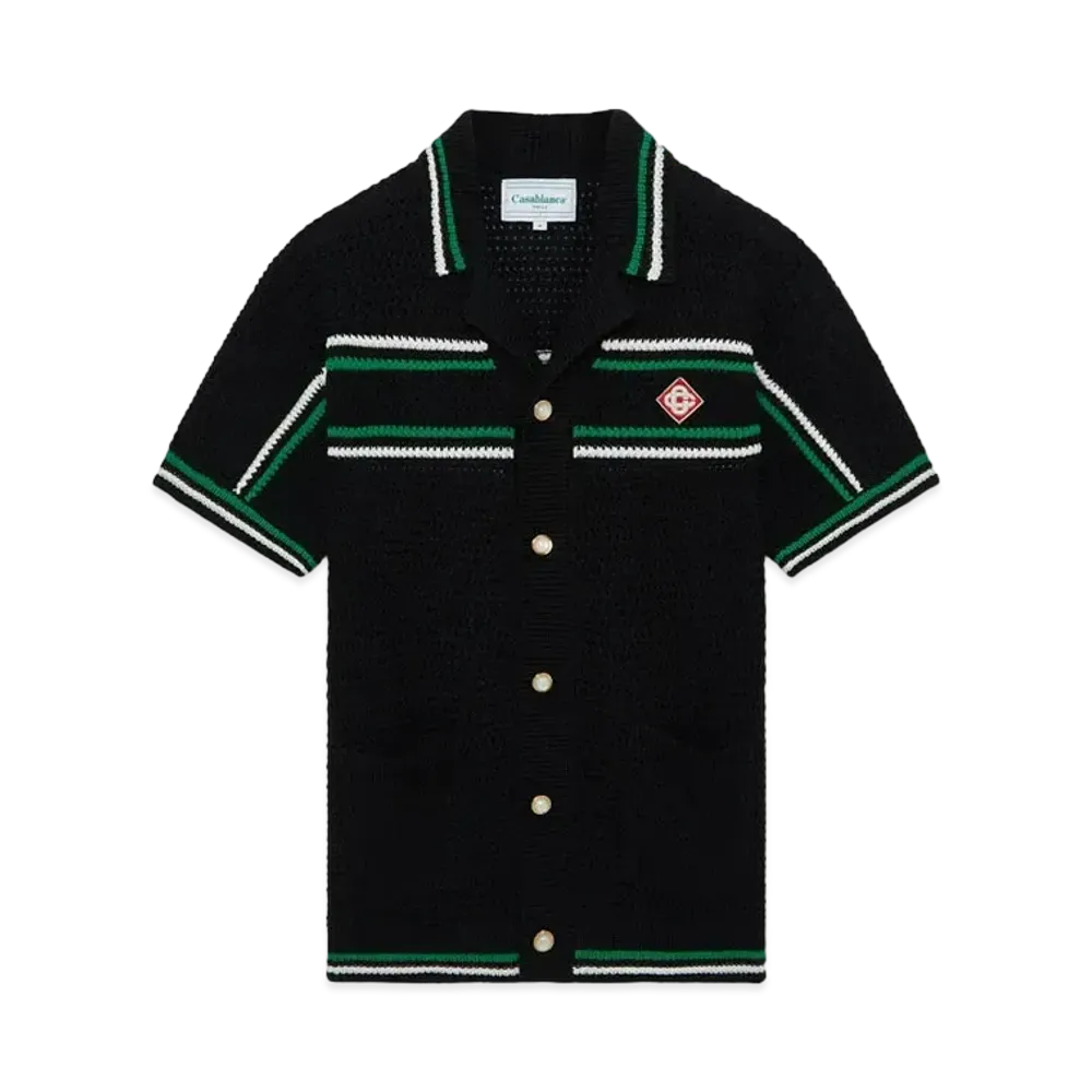 Casablanca Crochet Tennis Shirt "Black"