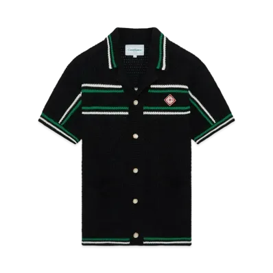 Casablanca Crochet Tennis Shirt "Black"