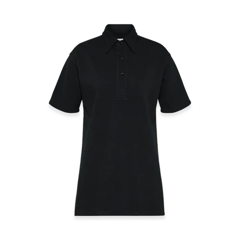 Maison Margiela Women's Pique Cotton Polo Shirt "Black"