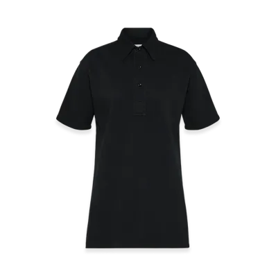 Maison Margiela Women's Pique Cotton Polo Shirt "Black"
