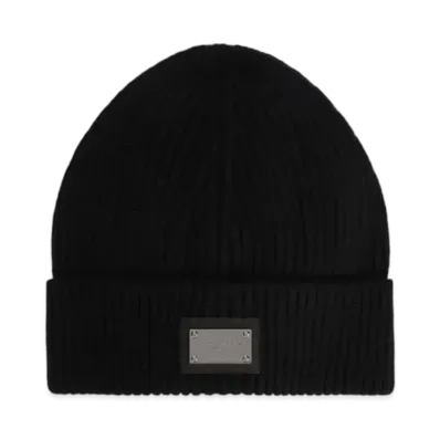 DOLCE&GABBANA Cashmere and Wool Hat With Branded Tag "Black"