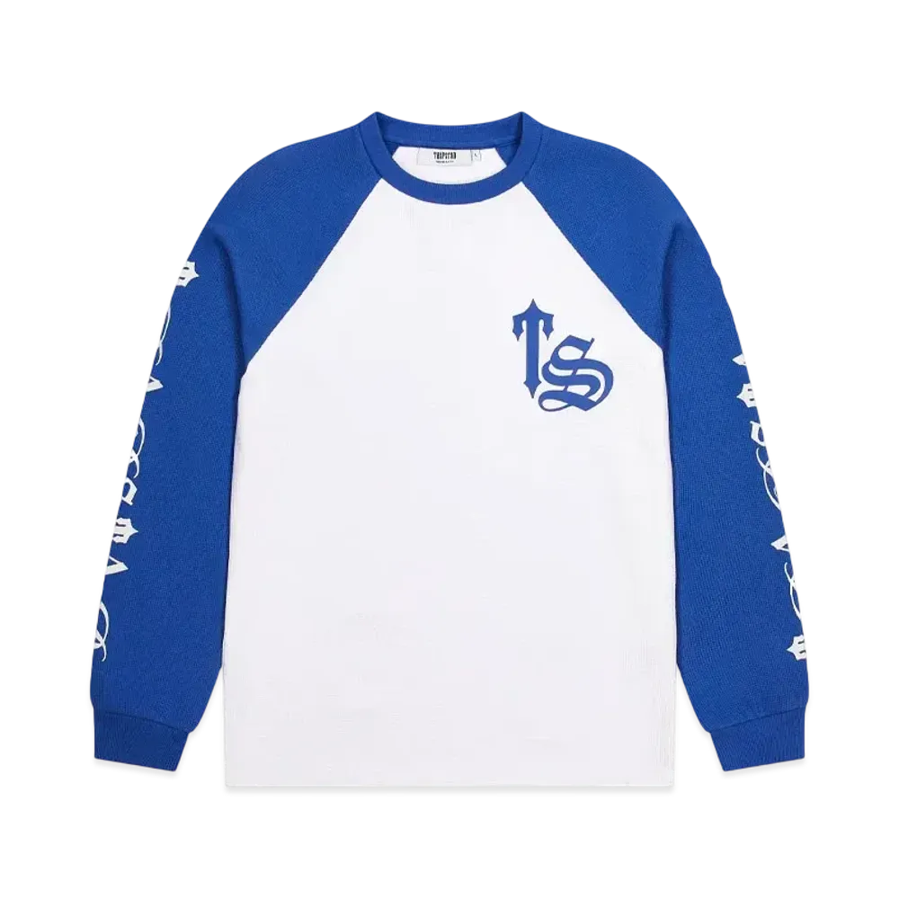 TRAPSTAR Script Waffle LS Top "White/Blue"