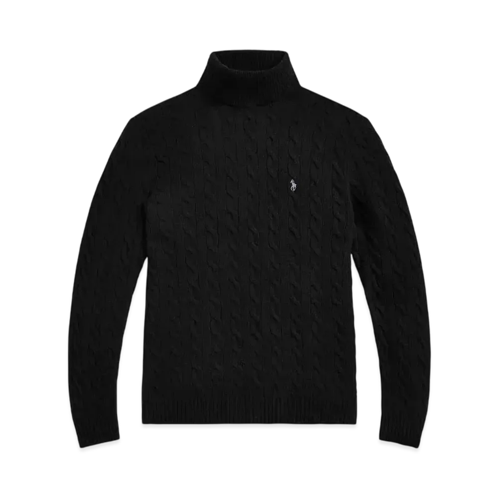 Polo Ralph Lauren Cable Wool Cashmere Turtleneck Sweater "Black"
