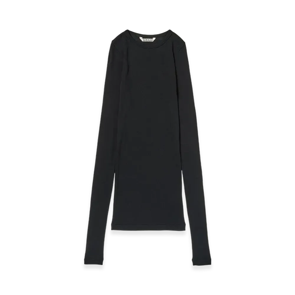 AURALEE Wool Silk Soft Rib L/S Tee "Black"