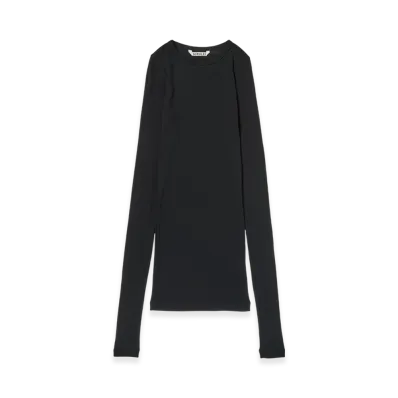 AURALEE Wool Silk Soft Rib L/S Tee "Black"