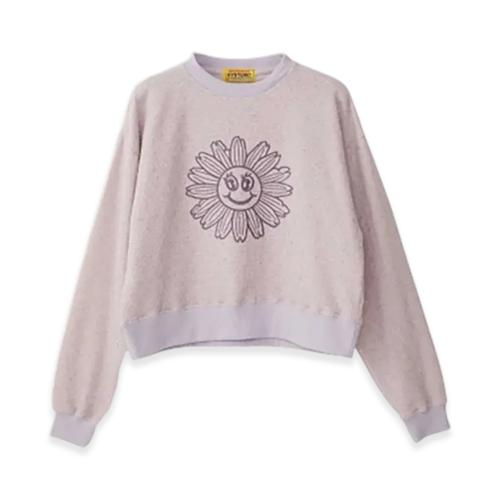 HYSTERIC GLAMOUR Flower Power Embroidered Short Sweatshirt "Purple"