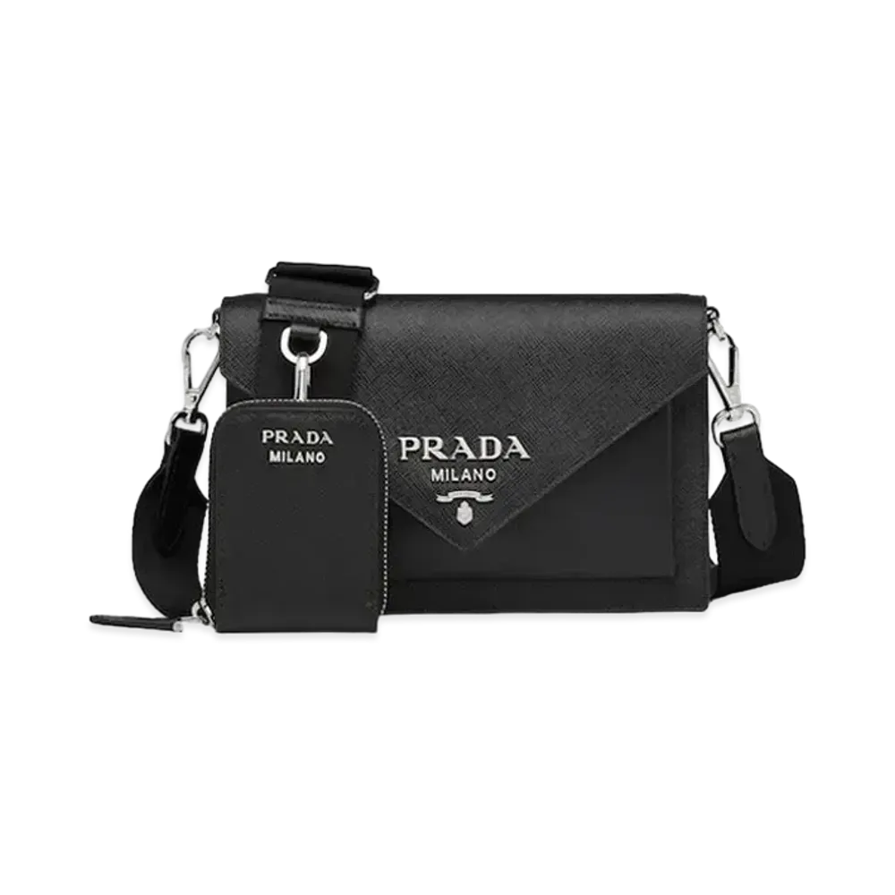 PRADA Saffiano Leather Mini Envelope Bag "Black"