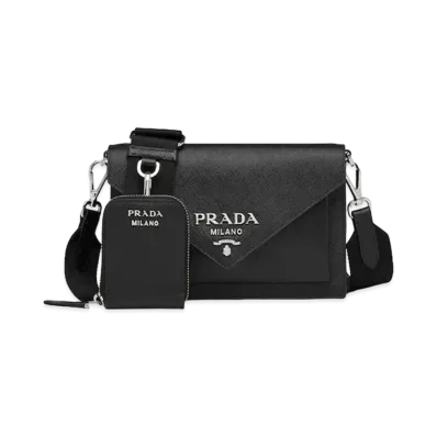 PRADA Saffiano Leather Mini Envelope Bag "Black"