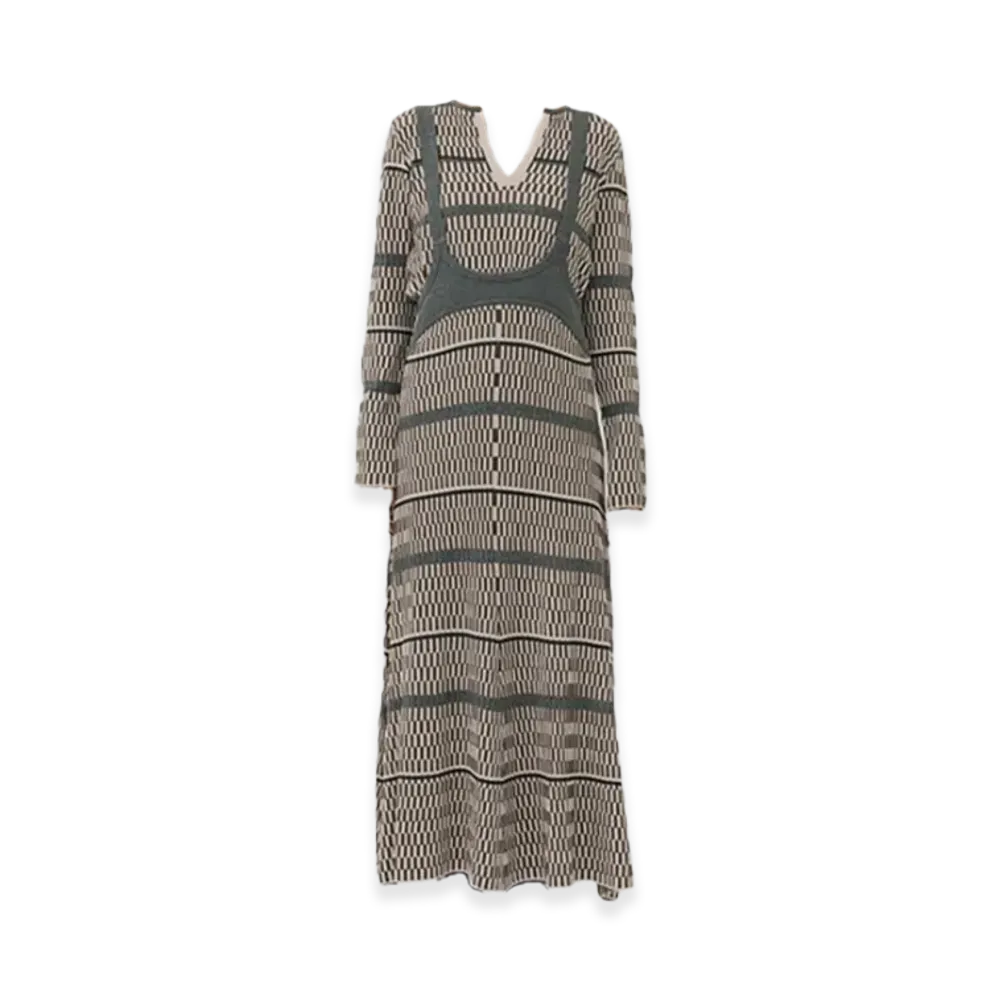 AKANE UTSUNOMIYA Women's Color Block Knit Dress "Pink"