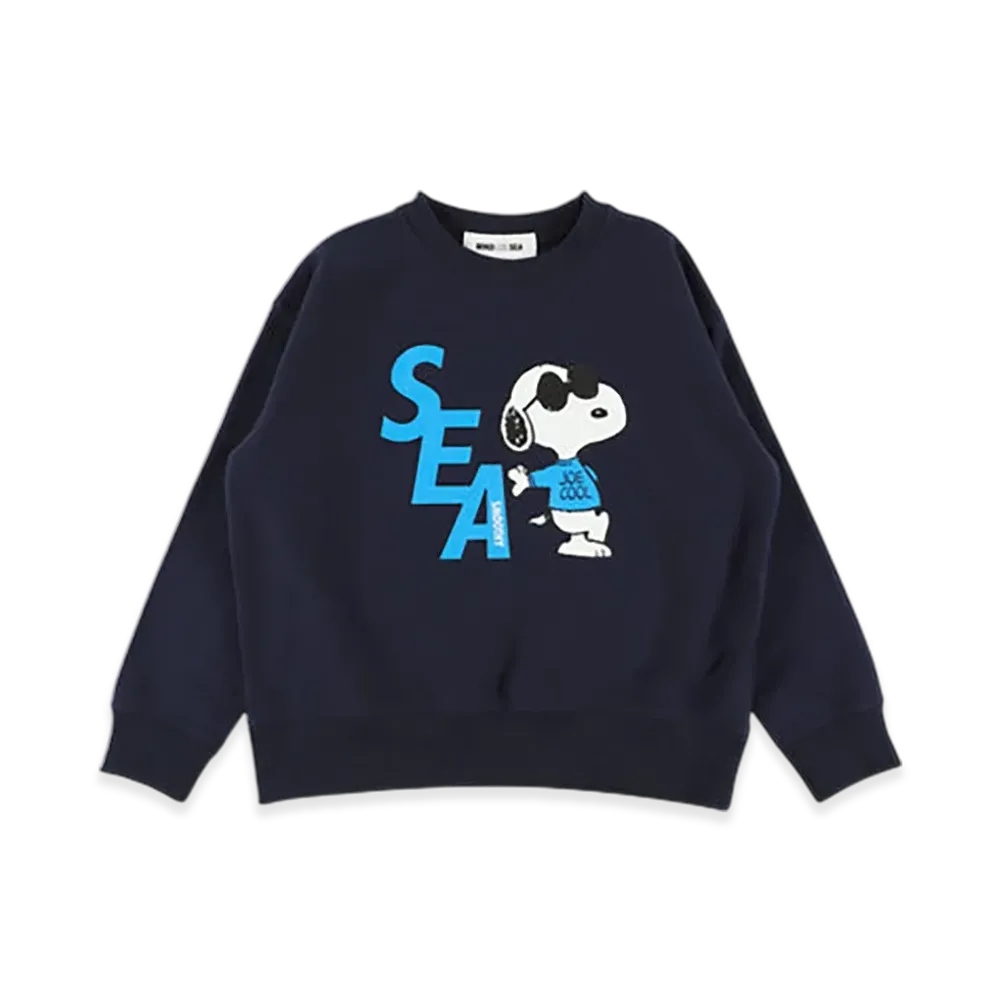 WIND AND SEA x SMOOTHY Snoopy Kids Crewneck Sweatshirt "Navy"