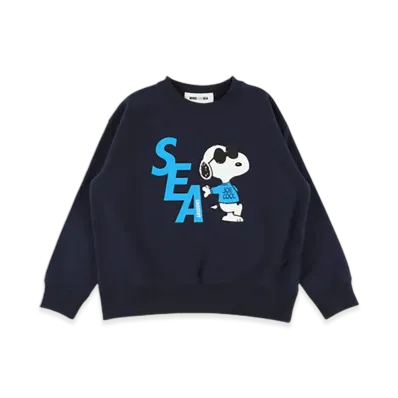 WIND AND SEA x SMOOTHY Snoopy Kids Crewneck Sweatshirt "Navy"